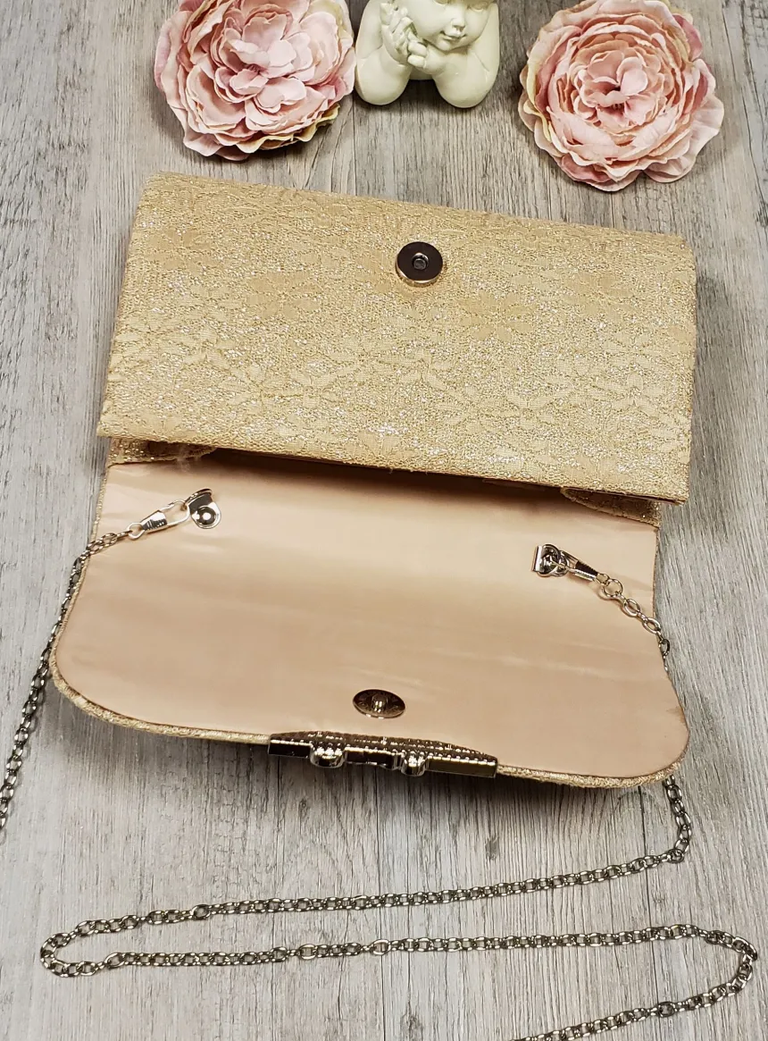 Pochette de soirée dentelle et paillette