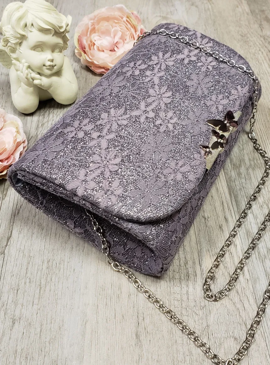 Pochette de soirée dentelle et paillette