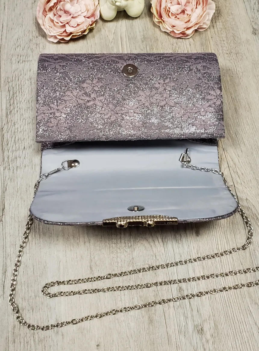 Pochette de soirée dentelle et paillette