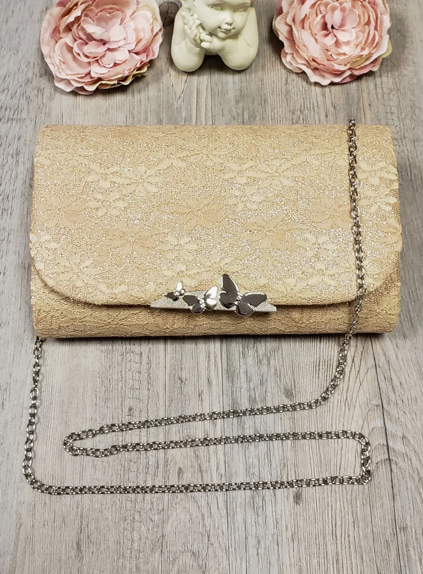 Pochette de soirée dentelle et paillette
