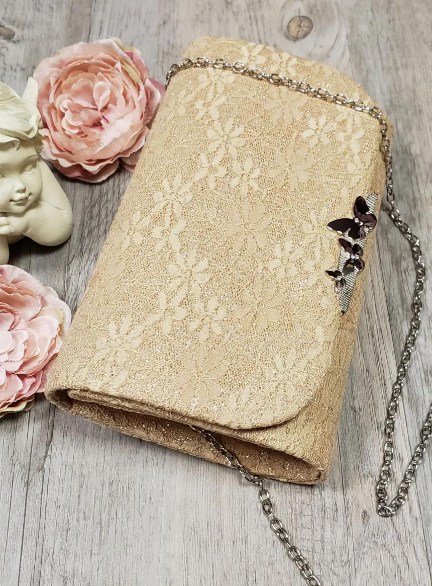 Pochette de soirée dentelle et paillette