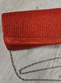Pochette de soirée longue avec chainette et scintillante