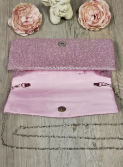 Pochette de soirée longue avec chainette et scintillante