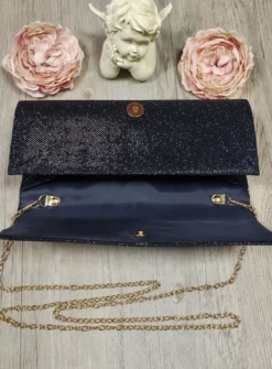 Pochette de soirée longue avec chainette et scintillante