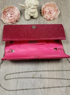 Pochette de soirée longue avec chainette et scintillante