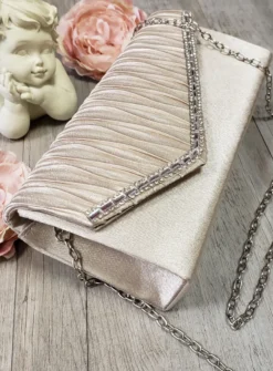Pochette de soirée petit format satin et strass