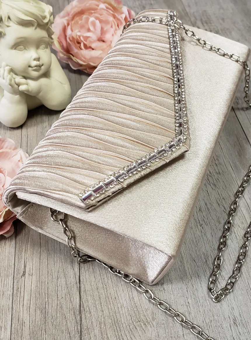 Pochette de soirée petit format satin et strass