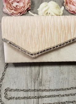 Pochette de soirée petit format satin et strass