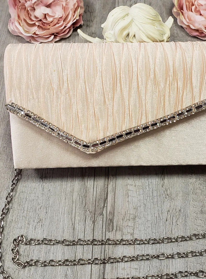 Pochette de soirée petit format satin et strass