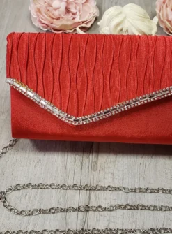 Pochette de soirée petit format satin et strass