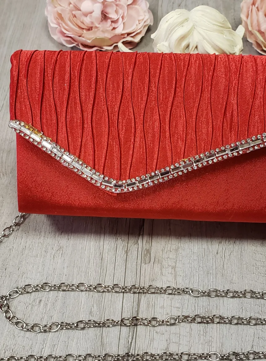 Pochette de soirée petit format satin et strass