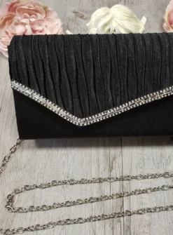 Pochette de soirée petit format satin et strass