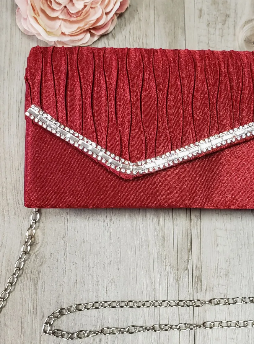 Pochette de soirée petit format satin et strass
