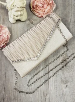 Pochette de soirée petit format satin et strass