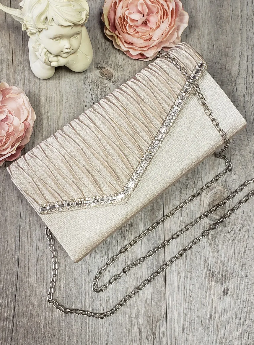 Pochette de soirée petit format satin et strass