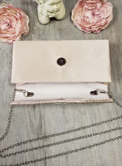 Pochette de soirée petit format satin et strass