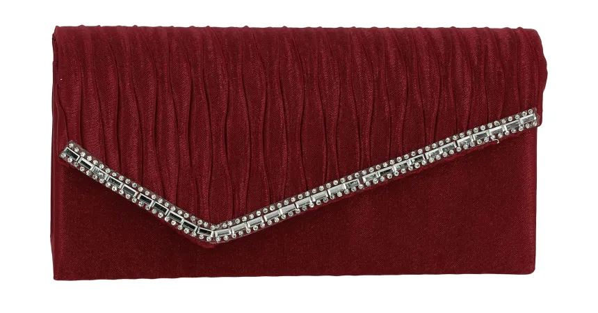 Pochette de soirée petit format satin et strass