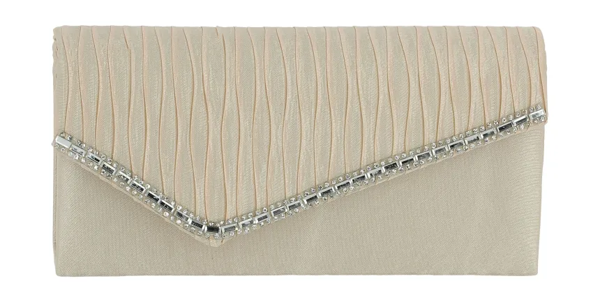 Pochette de soirée petit format satin et strass