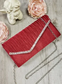Pochette de soirée petit format satin et strass