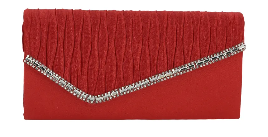 Pochette de soirée petit format satin et strass
