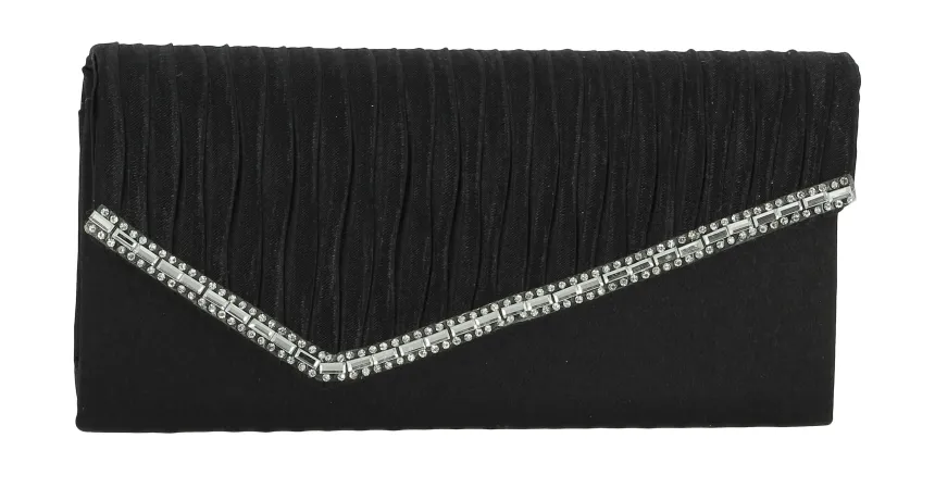 Pochette de soirée petit format satin et strass