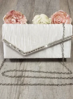 Pochette de soirée petit format satin et strass