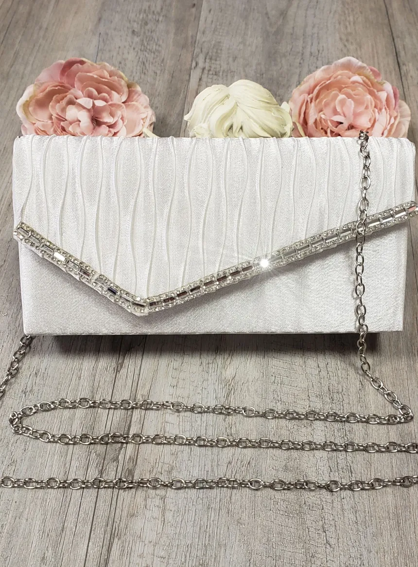 Pochette de soirée petit format satin et strass