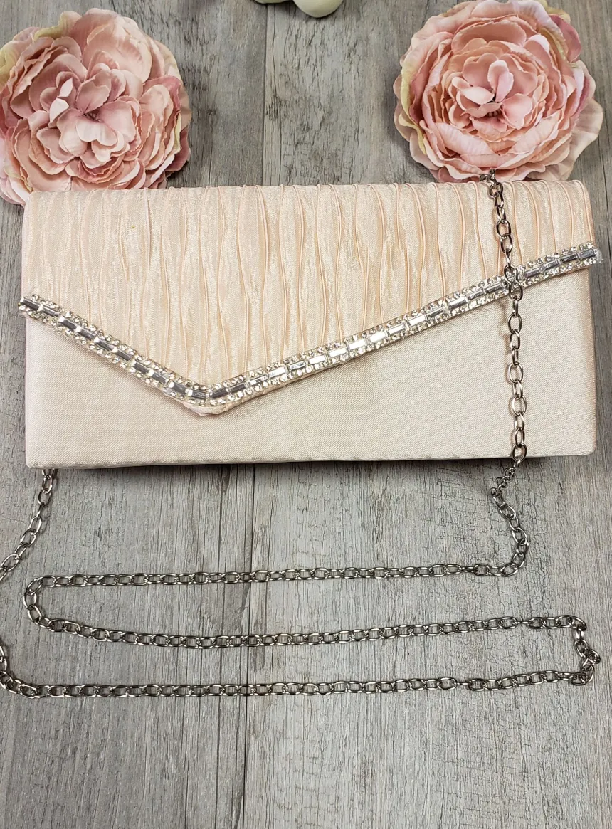 Pochette de soirée petit format satin et strass