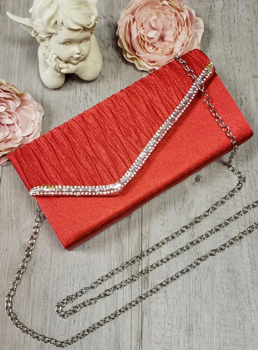 Pochette de soirée petit format satin et strass