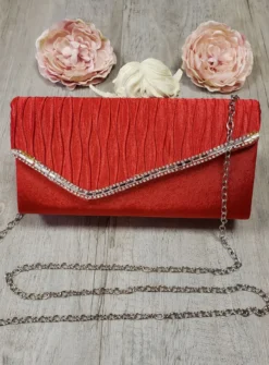 Pochette de soirée petit format satin et strass
