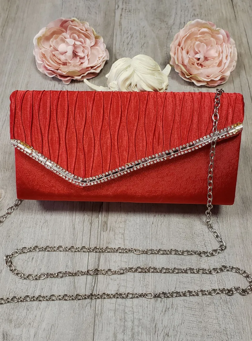 Pochette de soirée petit format satin et strass