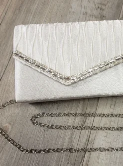 Pochette de soirée petit format satin et strass