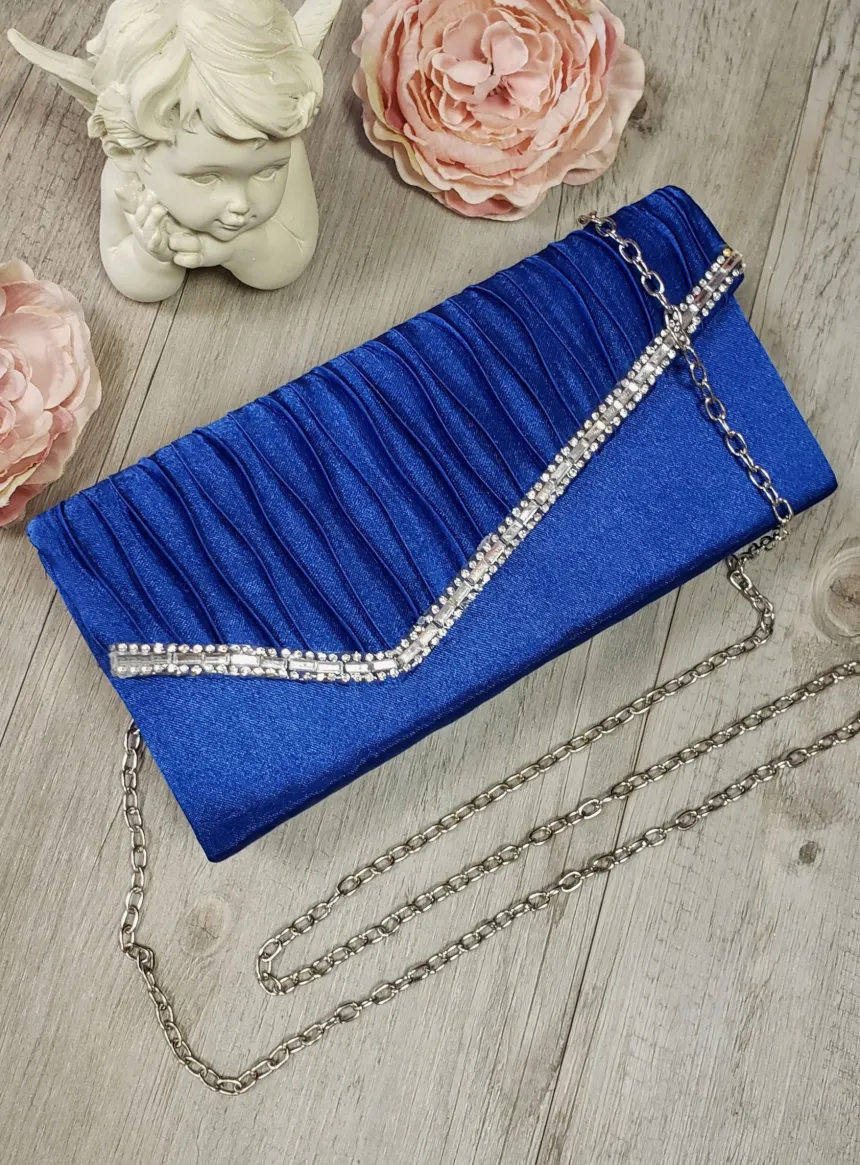 Pochette de soirée petit format satin et strass