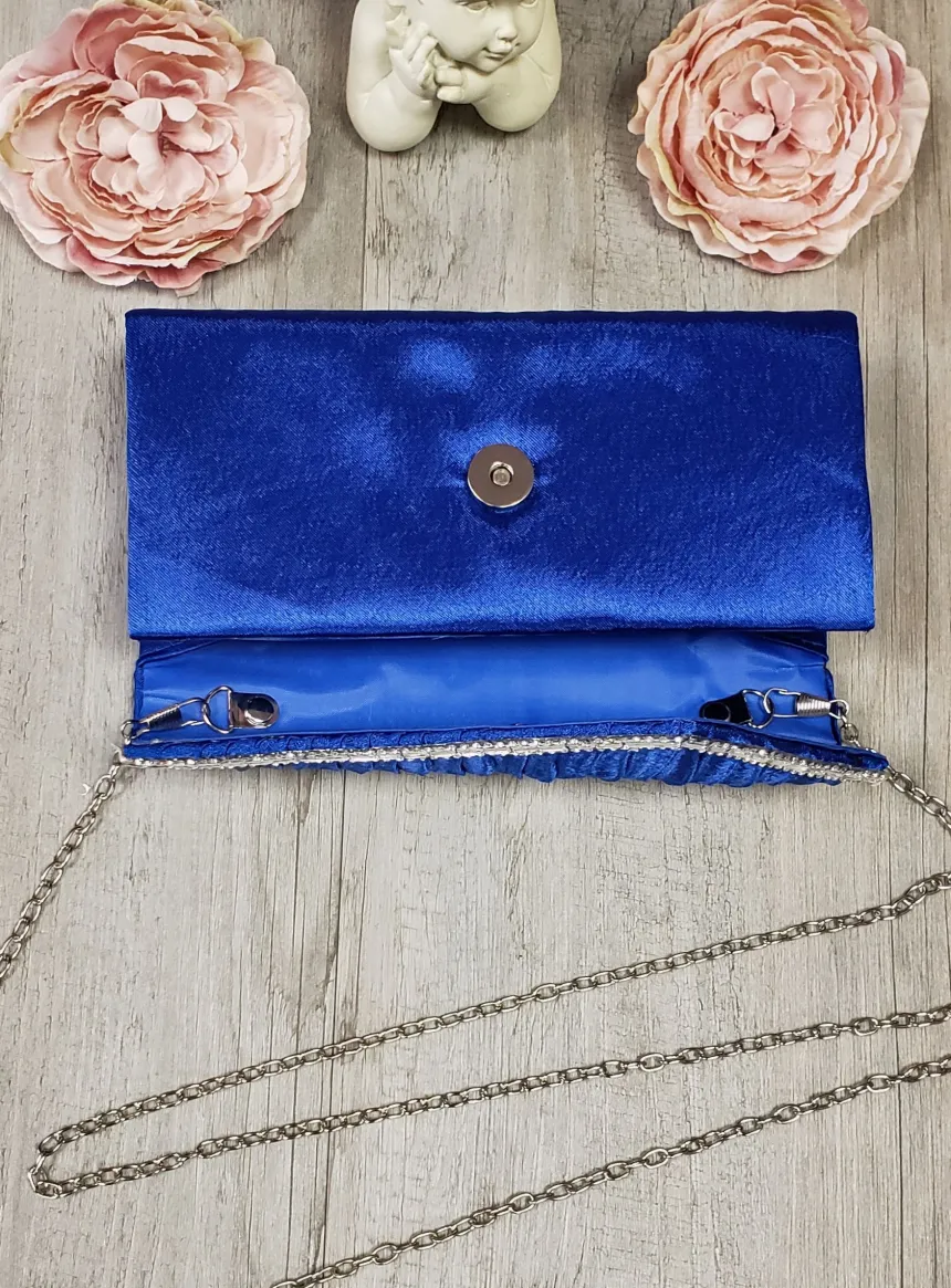 Pochette de soirée petit format satin et strass
