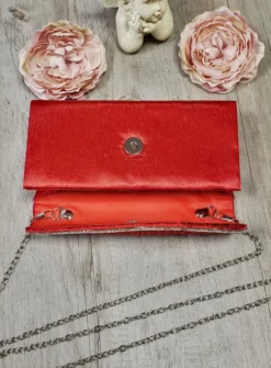 Pochette de soirée petit format satin et strass