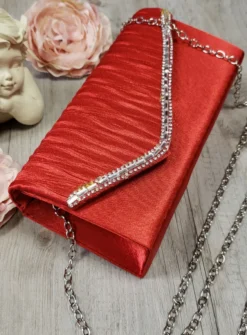 Pochette de soirée petit format satin et strass
