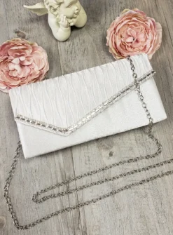 Pochette de soirée petit format satin et strass