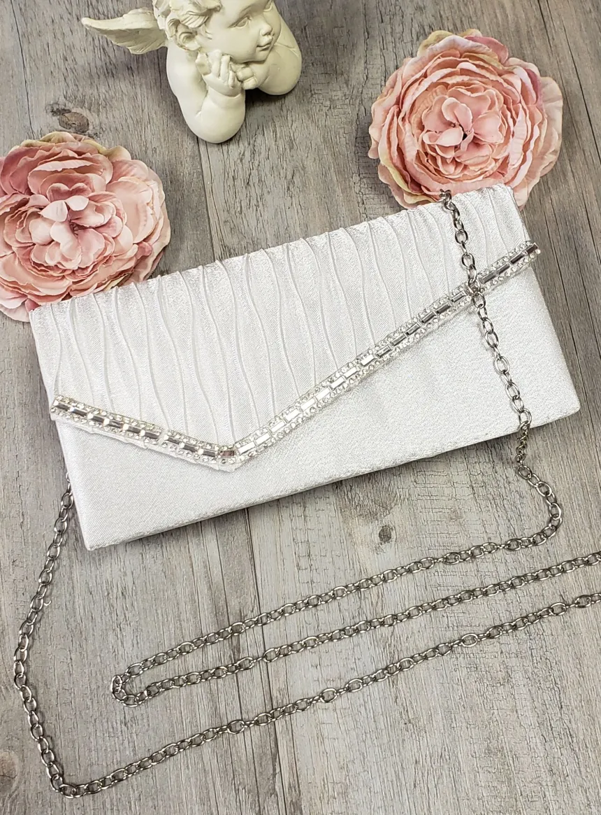 Pochette de soirée petit format satin et strass
