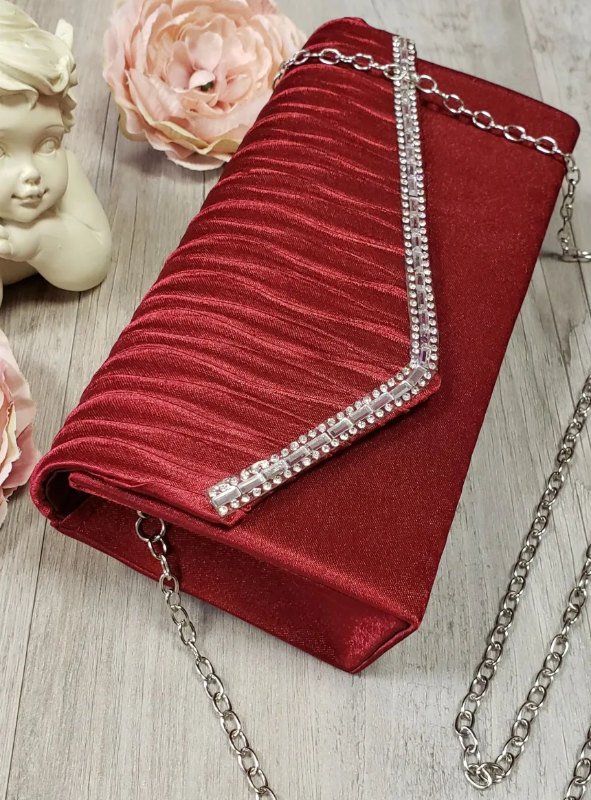 Pochette de soirée petit format satin et strass