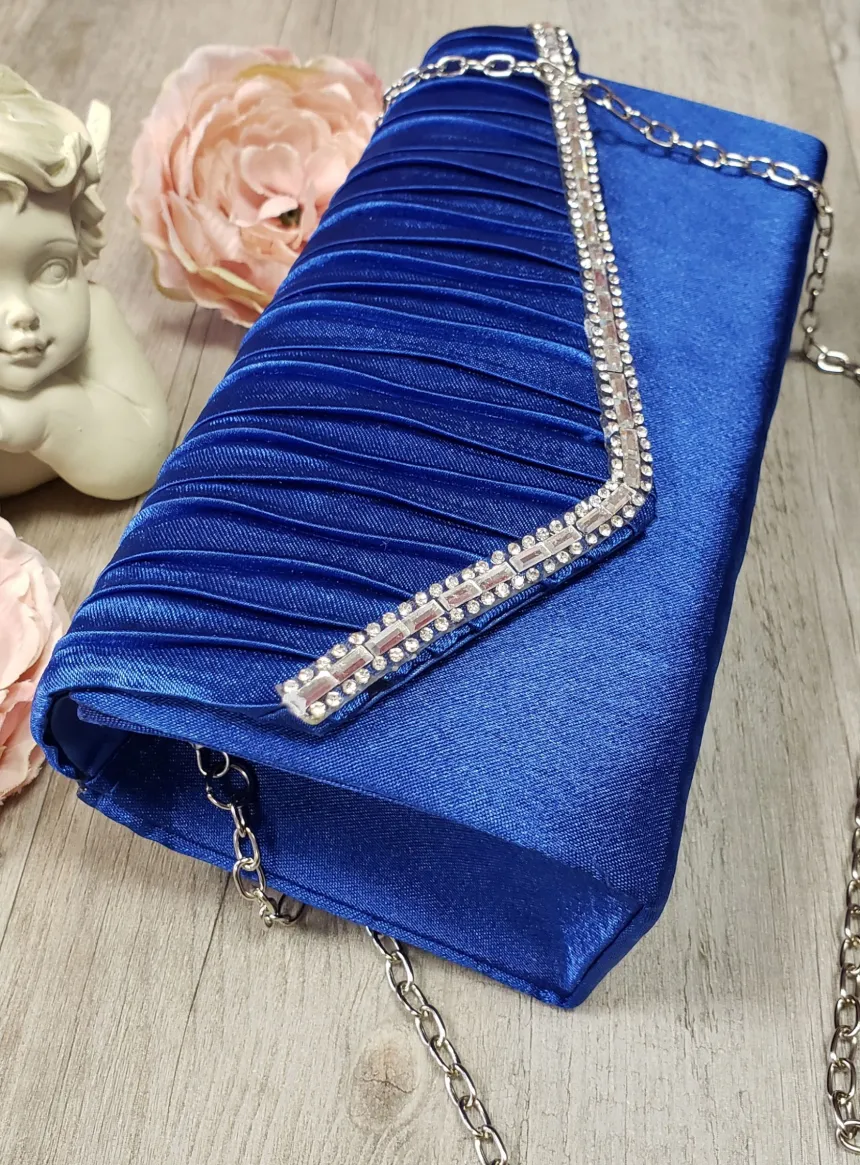 Pochette de soirée petit format satin et strass