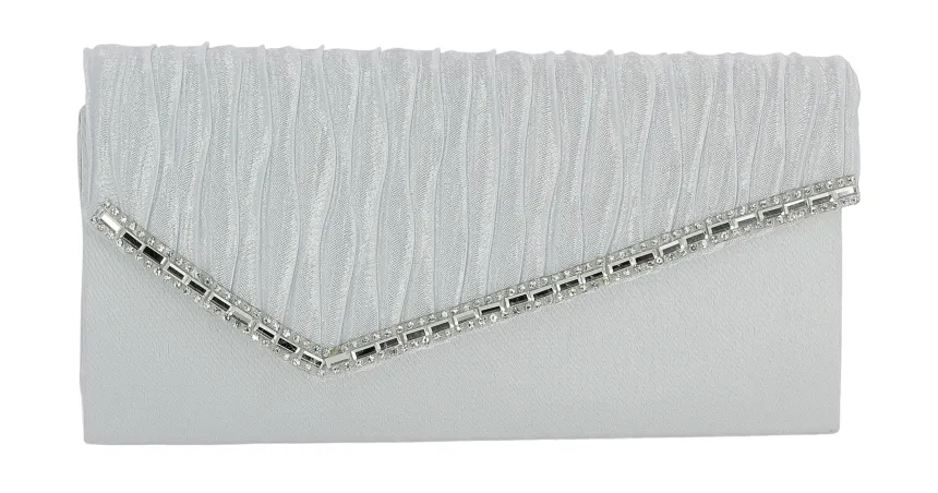 Pochette de soirée petit format satin et strass
