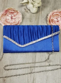 Pochette de soirée petit format satin et strass