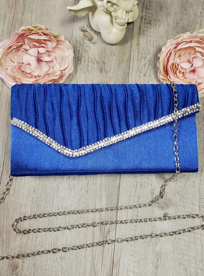 Pochette de soirée petit format satin et strass
