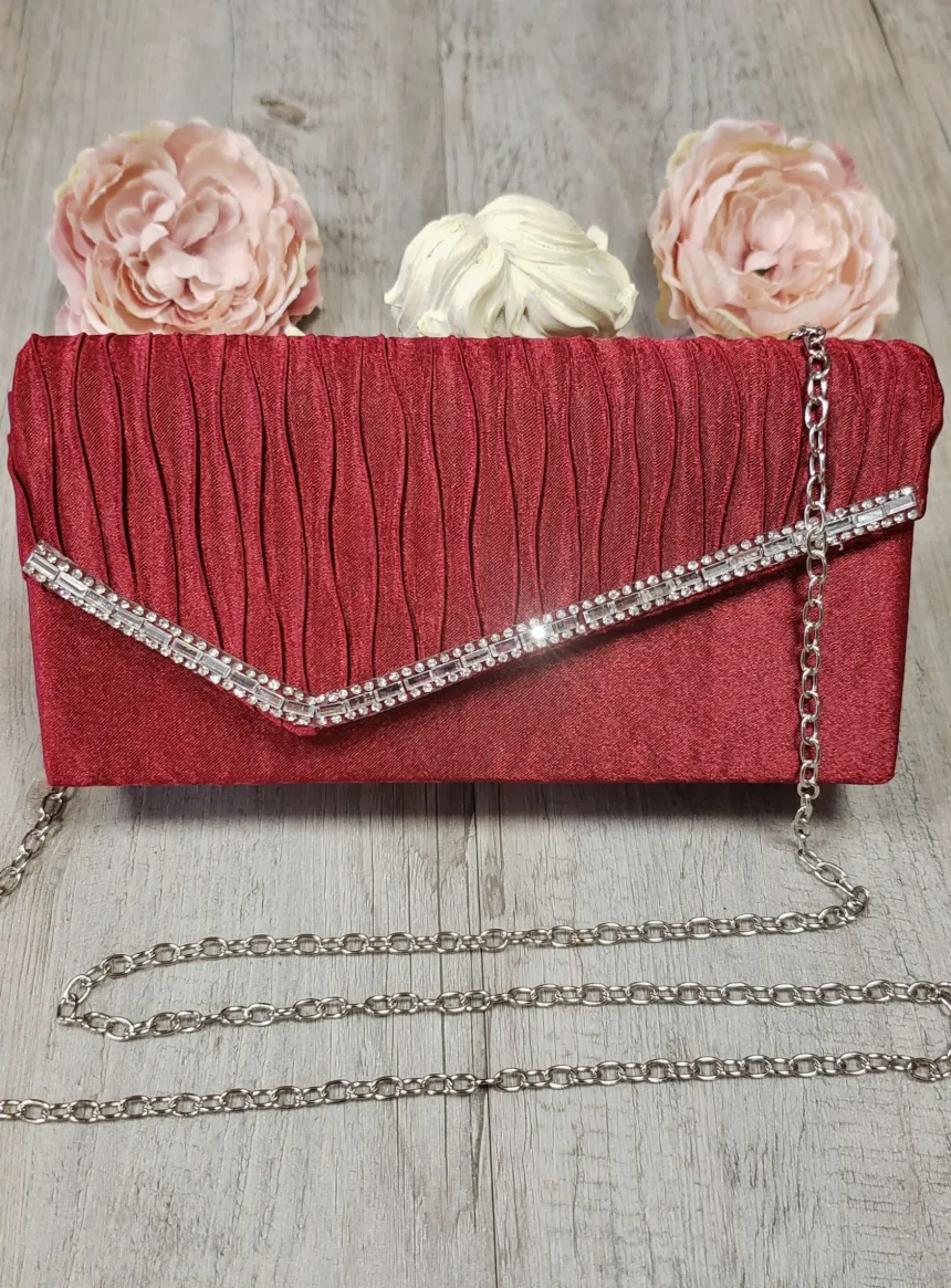 Pochette de soirée petit format satin et strass