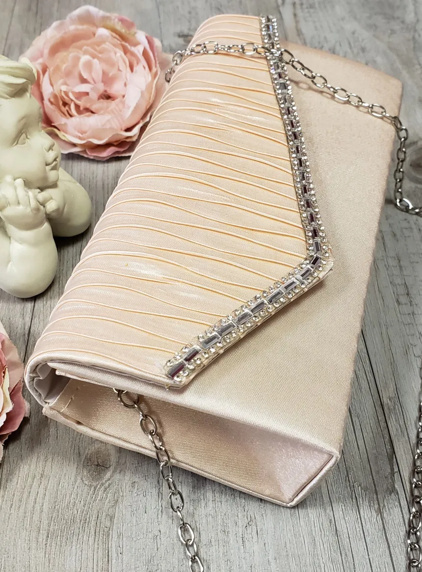 Pochette de soirée petit format satin et strass