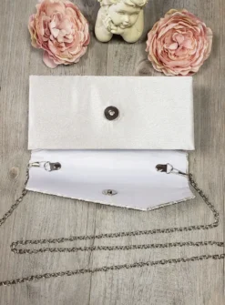 Pochette de soirée petit format satin et strass