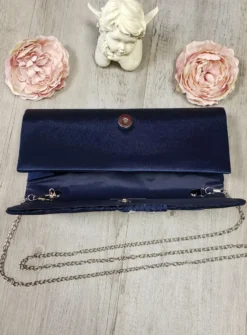 Pochette de soirée satin plissé et strass