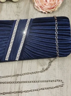 Pochette de soirée satin plissé et strass