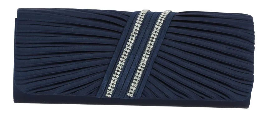Pochette de soirée satin plissé et strass