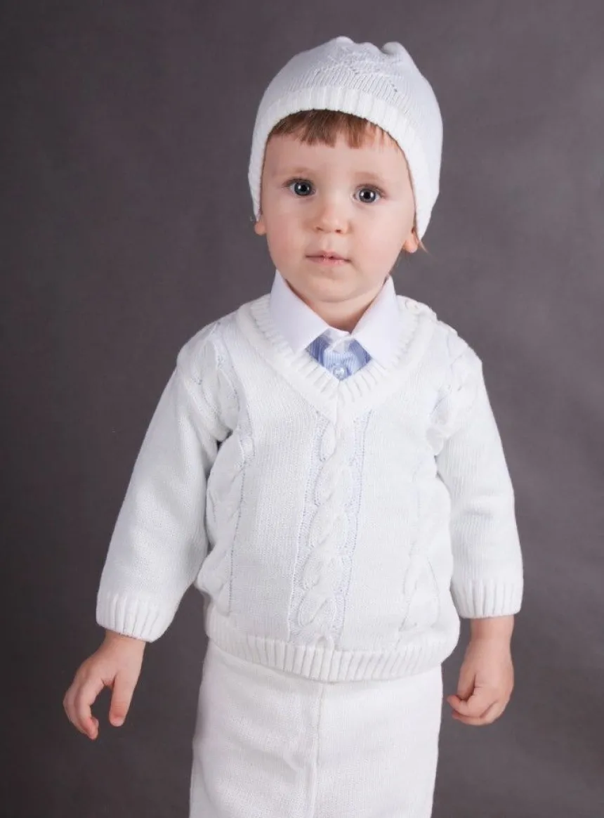 Pull blanc bébé garçon manches longues